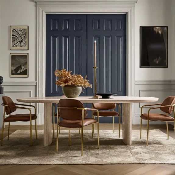Radius Travertine Dining Table (96″)