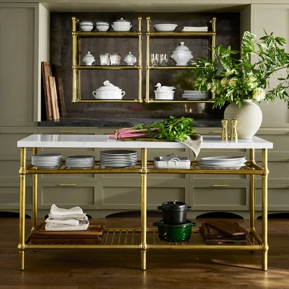 French Industrial Brass Kitchen Island (36″-72″)