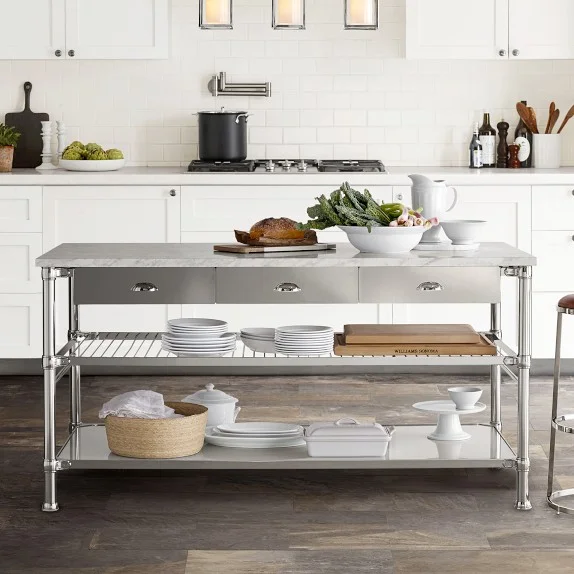 Modular Double Kitchen Island with Marble Top (72″)