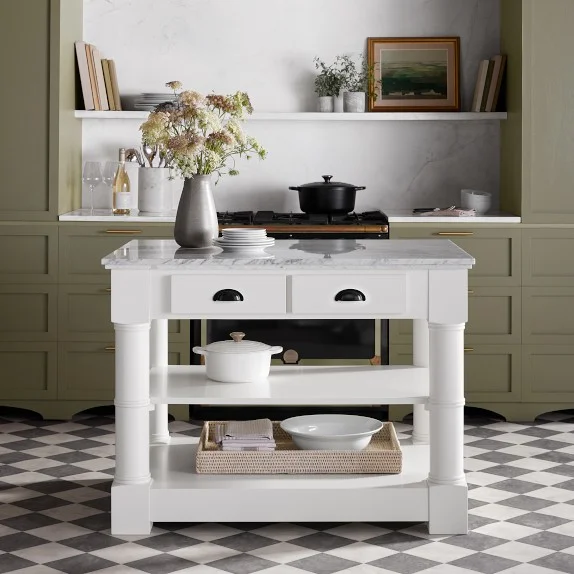 Barrelson Single Kitchen Island with Marble Top (49″)